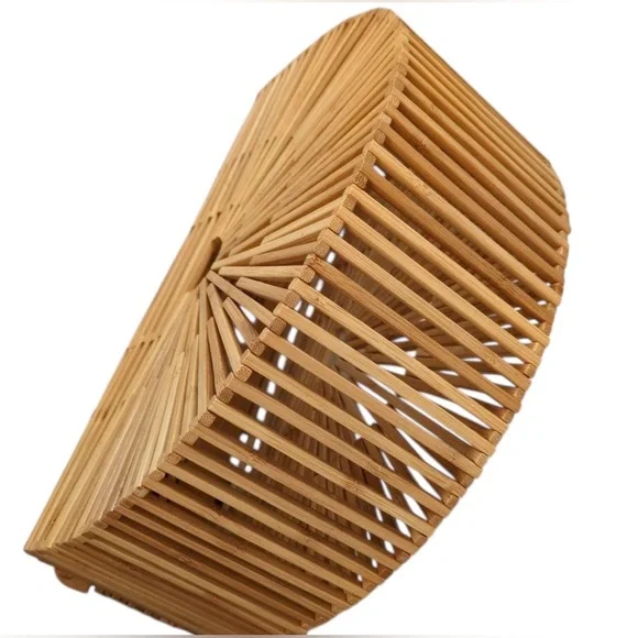 Cult Gaia Gaias Bamboo Ark Small Top Handle Circle Half Moon Rattan Wicker Bag - Picture 11 of 11